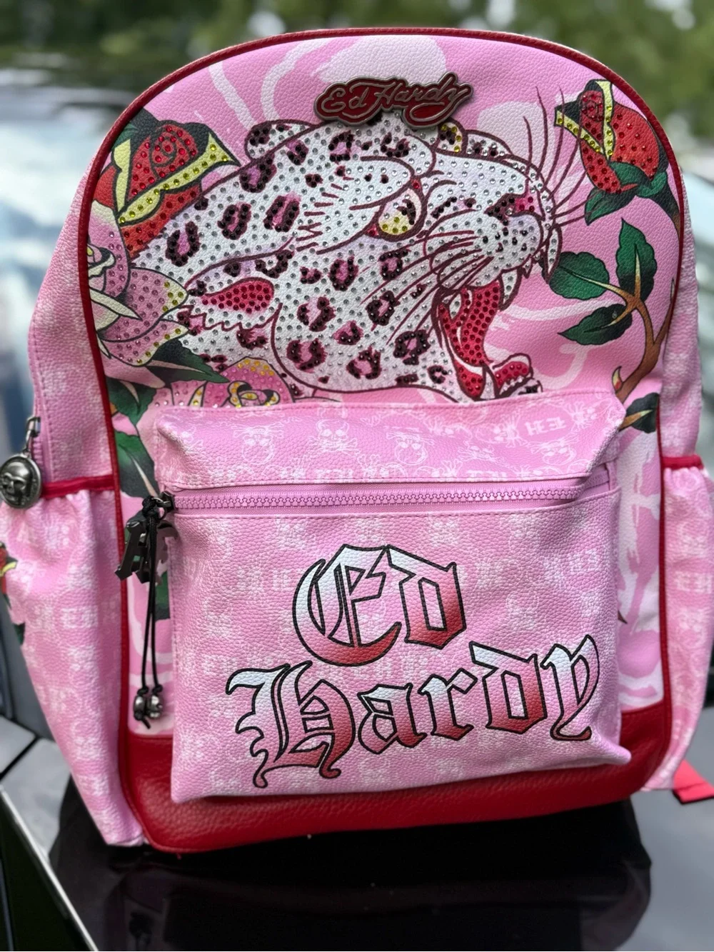 Ed Hardy Pink & Red Leopard Mini Backpack